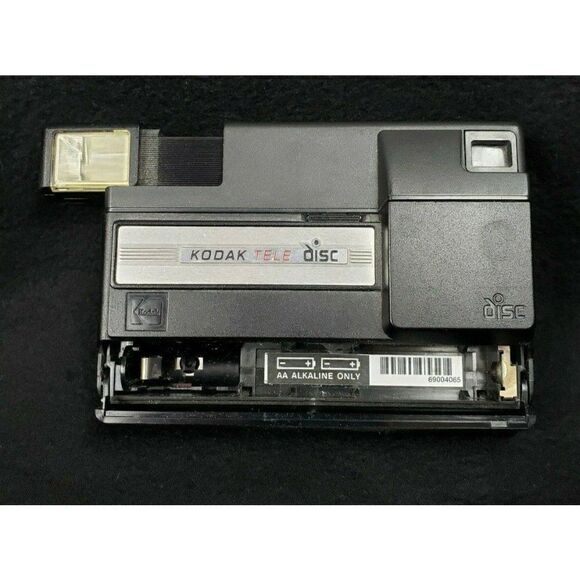 Vintage 80s Kodak Tele Disc Camera Flash Black Small Compact USA Electronic Prop - Picture 1 of 7